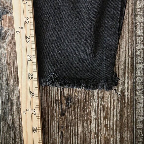 Kancan Black Raw Hem Factory Distressed Button Fly Woman's Jeans size 1 - Picture 7 of 8